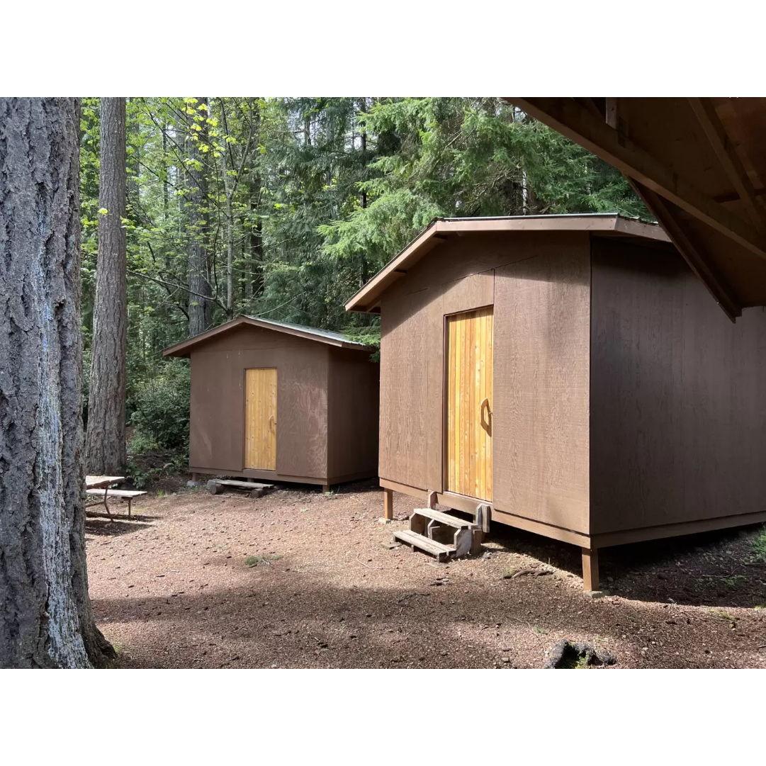 Enclosed cabin (each sleeps up to four)
*ALL CABINS HAVE NOW BEEN EQUIPPED WITH DOORS AND SHUTTERS*