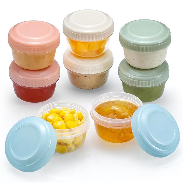 VITEVER 8 Pack 2 oz Salad Dressing Container to Go, Small Condiment Containers with Lids for Lunch Bento Box, Reusable Plastic Snack Jars, Deli Containers, Colorful Sauce Cups, Dishwasher Safe