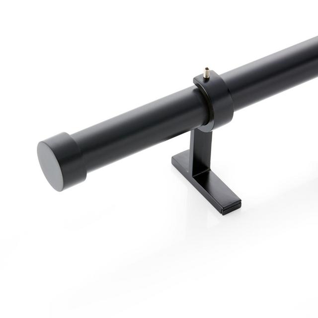 CB Matte Black End Cap and Curtain Rod Set 24"-48"