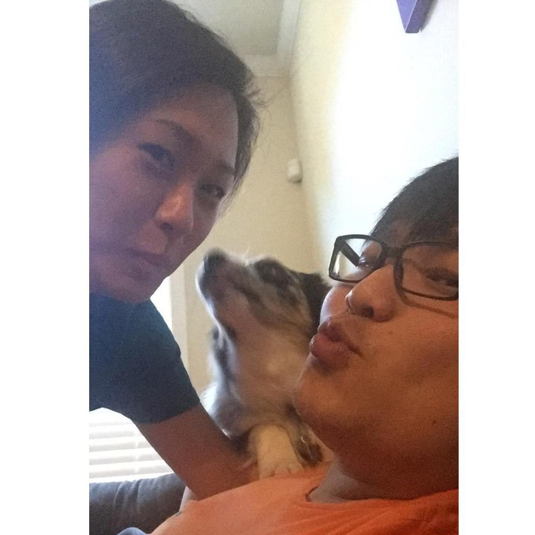 Playing with roommate's dog, Brody