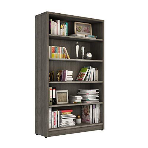 Sunon Collection Wood Bookcase Freestanding Display Shelf for Home and Office (5-Shelf, Grey)