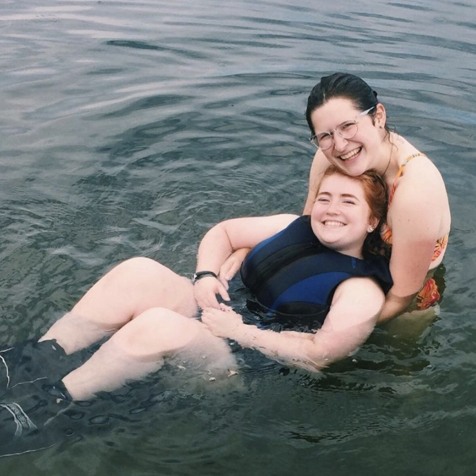 Teaching Katie to waterski. 2019