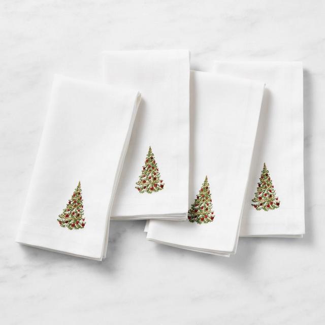 Embroidered Holiday Napkins, Set of 4, Noel