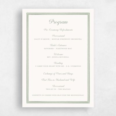 Sage, Green Wedding Program - Pervenche