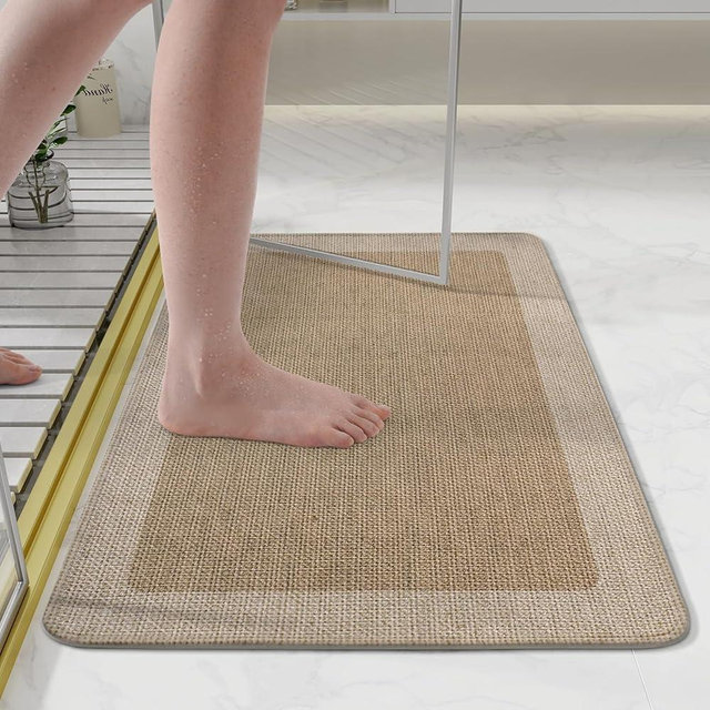 YDKGL Bathroom Rugs, Ultra Thin Bath Mat Fit Under Door Super Absorbent Non Slip Quick Dry Bath Mat, Rubber Backing Shower Mat Outside Shower