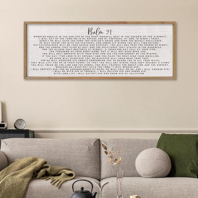 comurdyo Psalm 91 Wall Art Decor 40"X15" Christian Sign for Bedroom Family Bible Verse Large Wood Framed Wall Hanging (Wood)