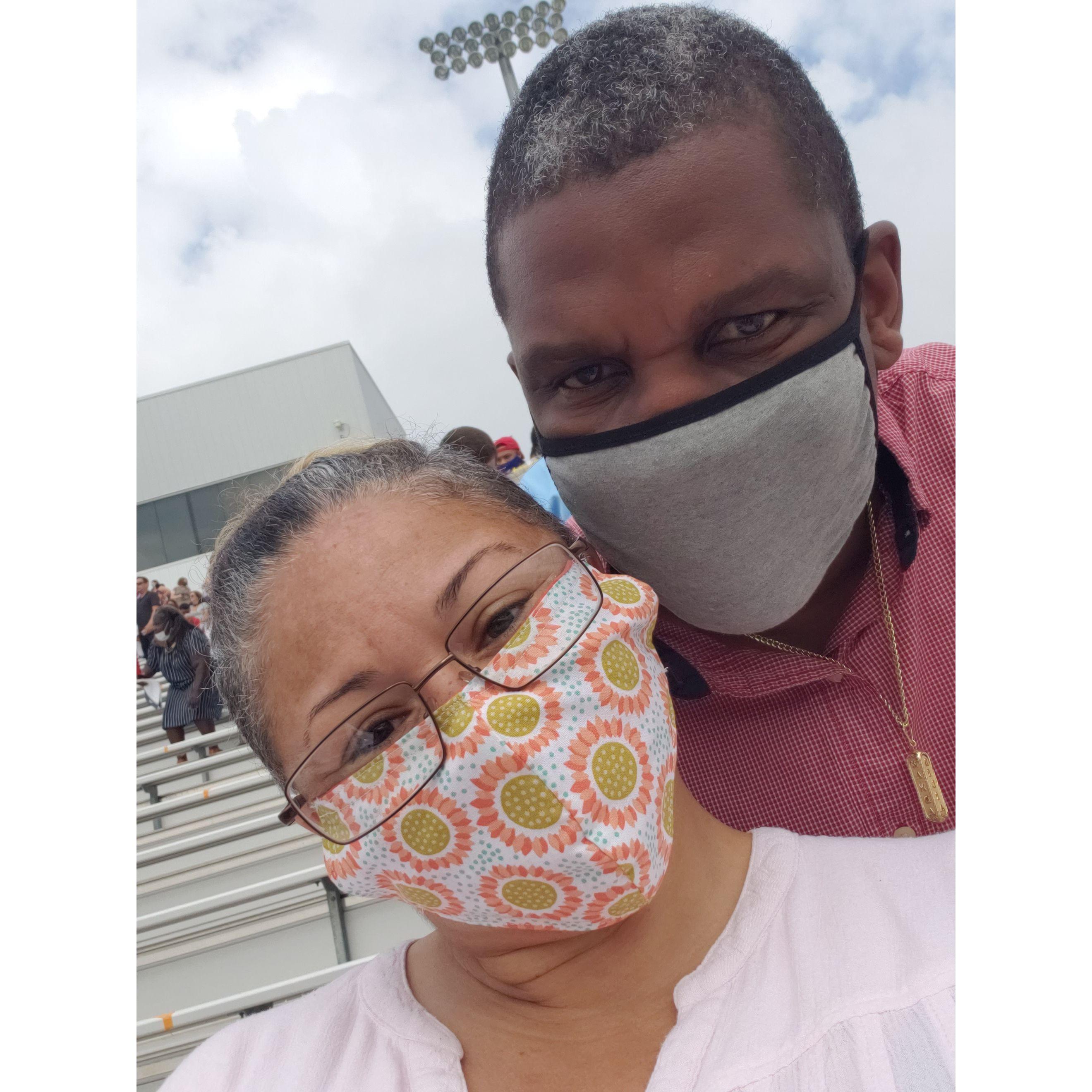 Repping the masks during Levi's graduation during COVID.