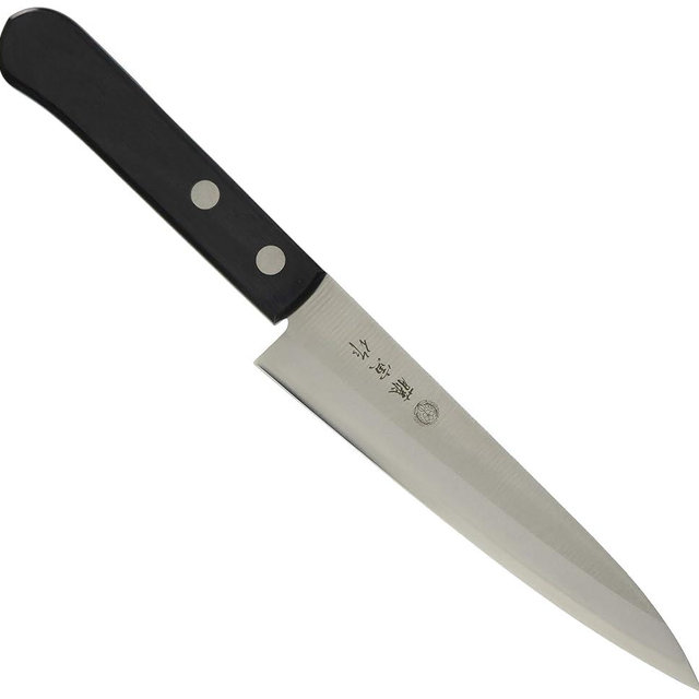 Fujitora Petty Knife, 5.3 inches (135 mm), Japan Cobalt Alloy Steel, Double-edged, Small Utility Knife Suitable for Peeling, Decorative Cuts, Small Crafts, etc. Set the thickness of the blade for
