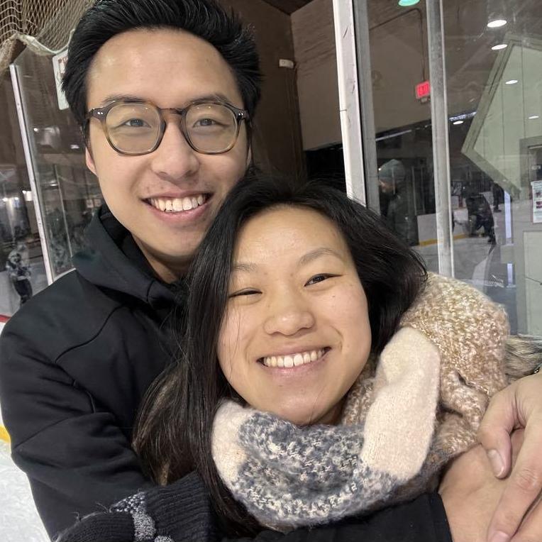 Ice skating! Could you guess who almost fell?