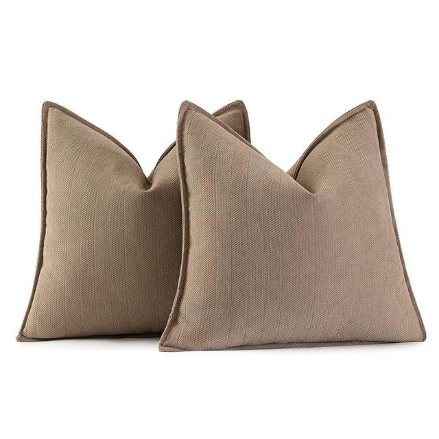 MIULEE Pack of 2 Coco Brown Decorative Pillow Covers 18x18 Inch Soft Chenille Couch Throw Pillows Farmhouse Cushion Covers with Elegant Design for Sofa Bedroom Living Room Home Decor