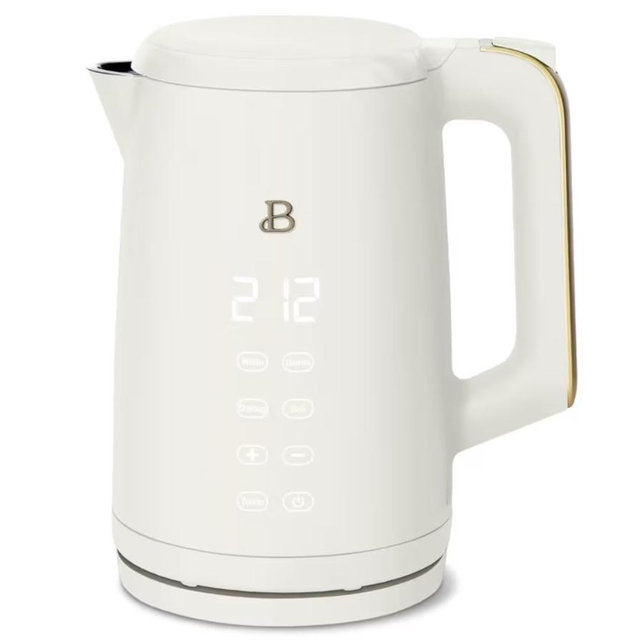 Electric Kettle 1.7L 1500W with Touch-Activated Display, Programmable Temperature Control, 4 Preset Tea Settings, Auto Shut-Off, 360° Base (White Icing)