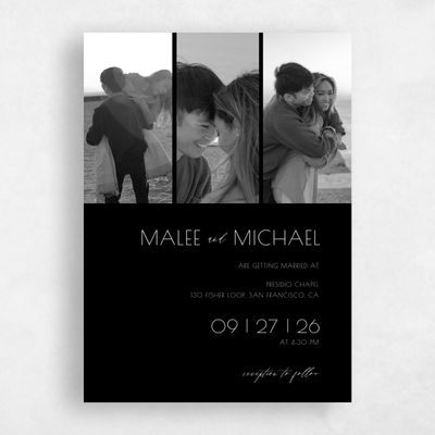 Black Wedding Invitation - Fountaine Multiphoto