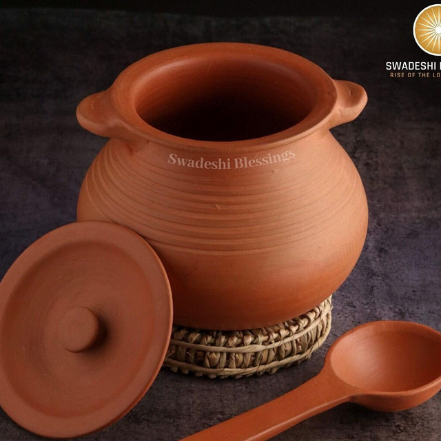 Handmade Unglazed Clay Handi Cooking Pot: Lead-free Ayurvedic Earthen Cookware, Clay Utensils, Mud Pots