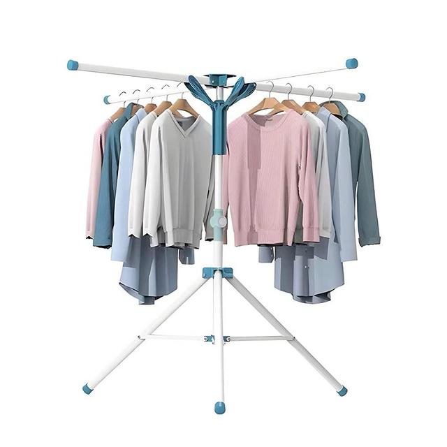 JAUREE Tripod Clothes Drying Rack, Garment Rack Portable and Foldable Space Saving Laundry Drying Rack for Outdoor and Indoor with 20 Clips