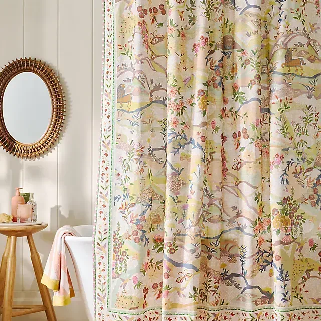 The Printed Cotton Slub Shower Curtain Collection