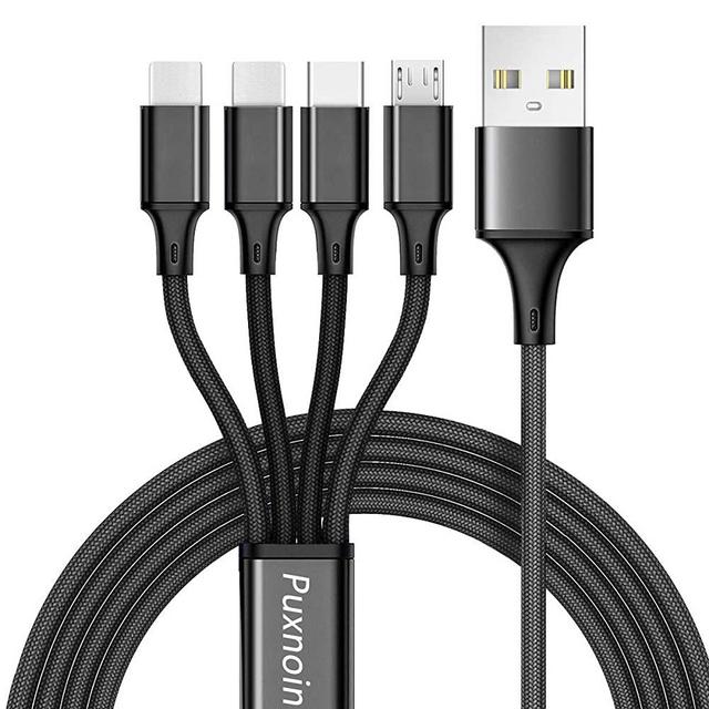 Multi Charging Cable, Multi Charger Cable 2Pack 4FT Nylon Braided Universal 4 in 1 Multiple USB Cable Fast Charging Cord Adapter with Type-C, Micro USB Port Connectors for Cell Phones Tablets and More