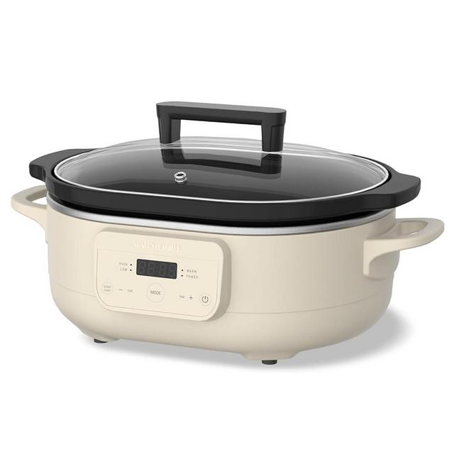 6 Quart Programmable Slow Cooker Removable Healthy Nonstick Crock Pot - Small Kitchen Appliance for Family Dinners - Serves 6+ People - Heat Settings: Keep Warm Oatmeal Oatmeal