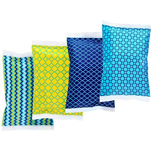 Ice Pack for Lunch Boxes - 4 Reusable Packs - Classic Prints - Keeps Food Cold – Cool Print Bag Designs - Great for Kids or Adults Lunchbox and Cooler…