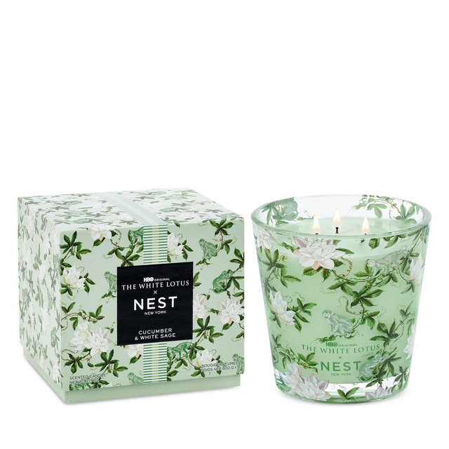 HBO Original The White Lotus x NEST New York Cucumber & White Sage Decorative 3-Wick Candle, 21 oz.