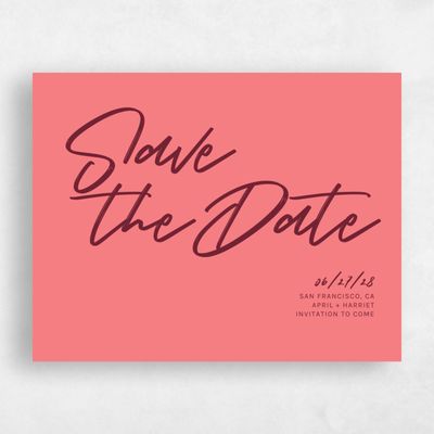 Coral, Pink Wedding Save the Date - Bahama Landscape