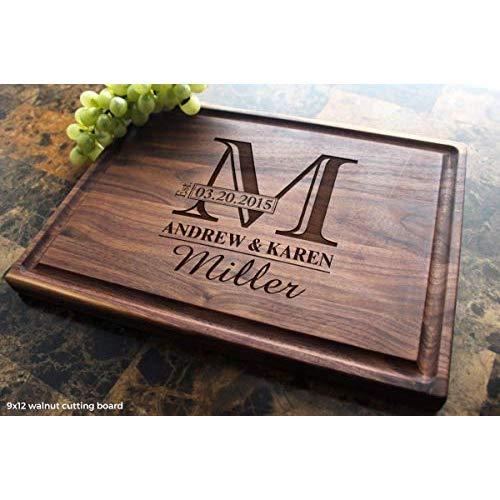Monogram Personalized Engraved Cutting Board - Wedding, Anniversary, Housewarming, Birthday, Corporate Gift, Award, Promotion. #003