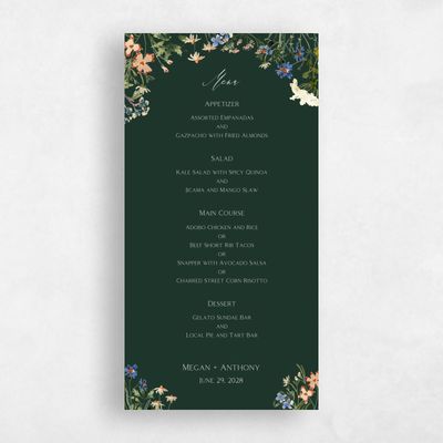 Dark Forest, Green Wedding Menu - Bellfort