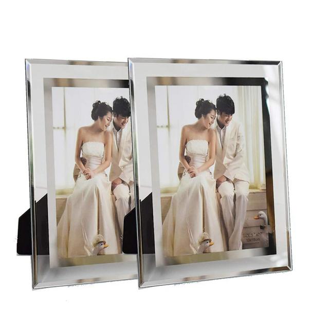 5x7 Picture Frame Friends Gifts for 5x7 Photo Display， Glass Picture Frame Tabletop Mirror Photo Frames 5 by 7 for Family Office Table Decorations, Set of 2