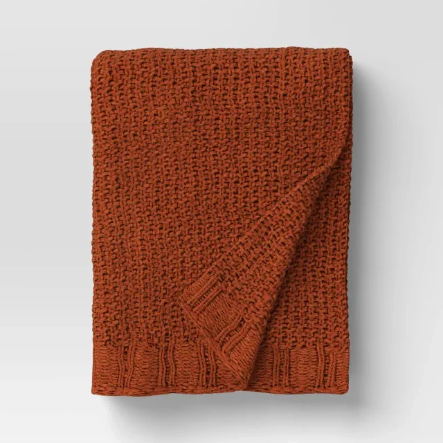 Chenille Knit Throw Orange - Threshold™