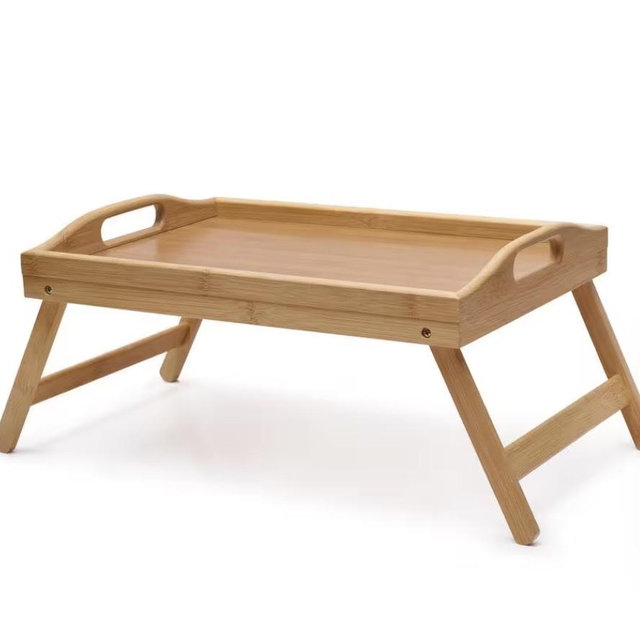 17.7 x 11 in. Natural Bamboo Tray, Breakfast Tray with Folding Legs