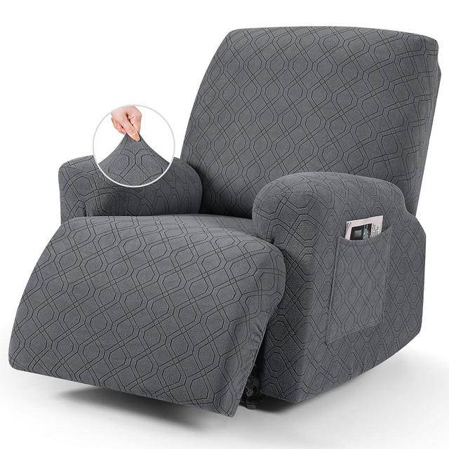 VANSOFY Recliner Chair Cover, 3-Pieces Stretch Recliner Covers for Recliner Chair Soft Reclining Chair Slipcover Furniture Protector for Dogs Cats(Dark Gray)