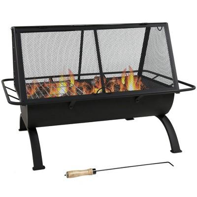 Northland 36" Wood Burning Fire Pit with Cooking Grate - Rectangle - Sunnydaze Decor