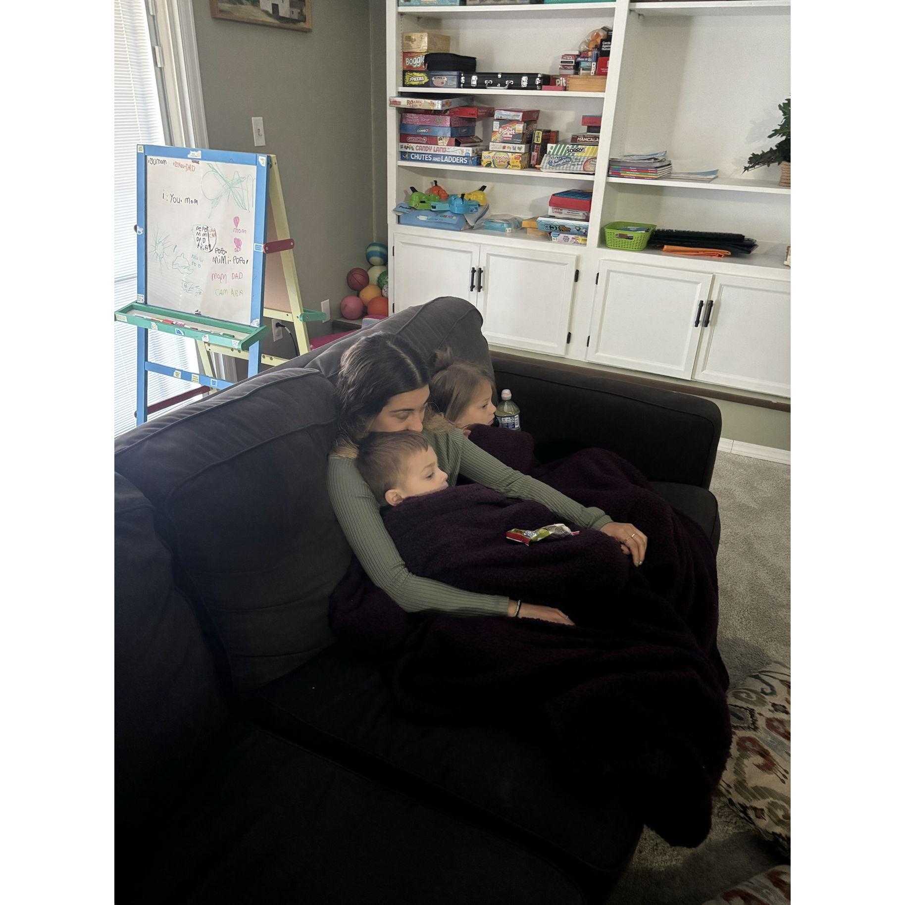 Cuddles with Aria and Cam