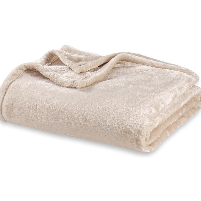 Berkshire Blanket Classic VelvetLoft® Solid Throw Blanket, Lightweight Soft Fuzzy Plush Throw Blanket for Bed and Couch, Grain, 50x60 Inches