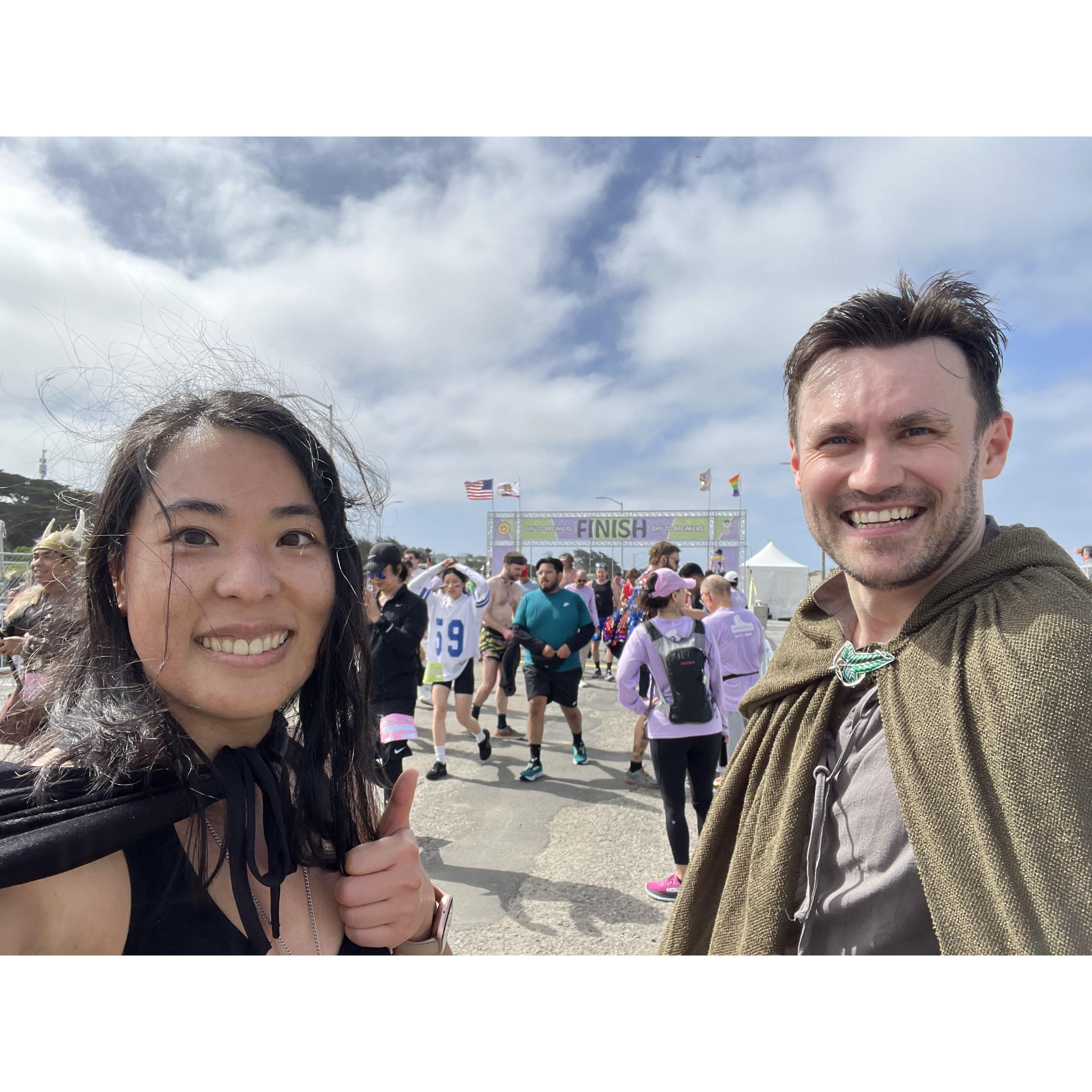 At the finish line after running the 12k Bay to Breakers race in 2024!