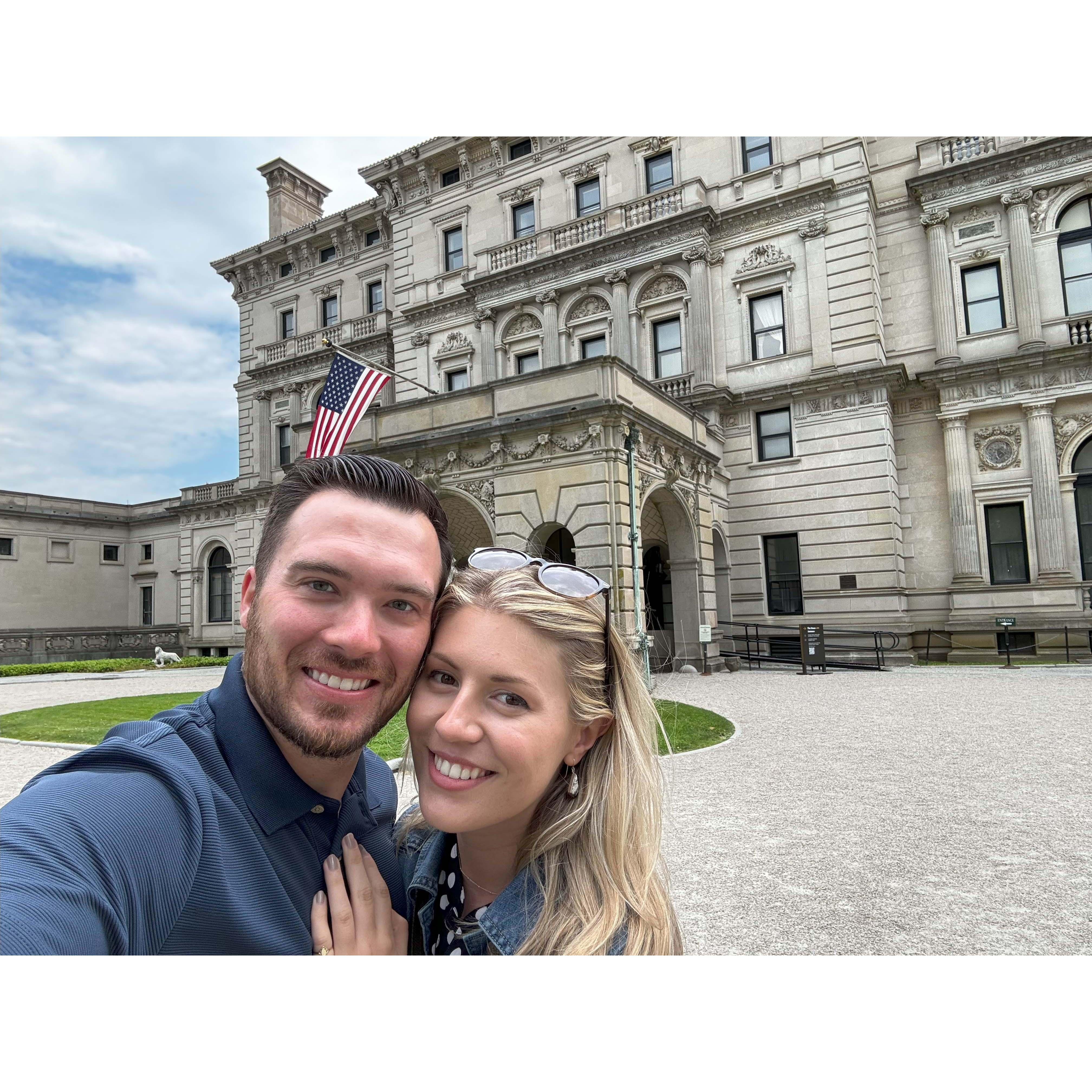In front of the Breakers Mansion in Newport, RI - the tail end of our Boston/Cape Cod trip.