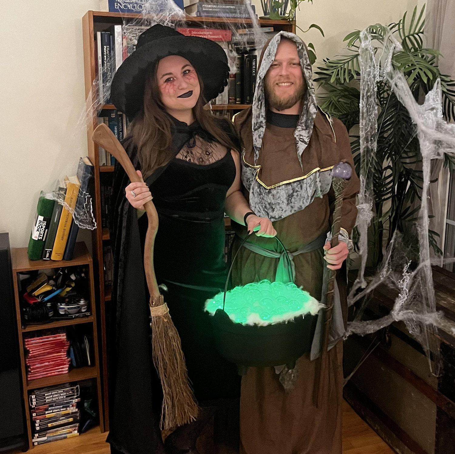 10.31.24 Libby & Drew dress as a witch and wizard for a Halloween house party