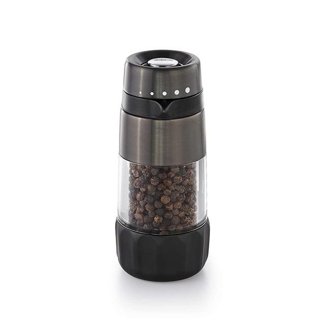 OXO Good Grips Accent Mess Free Pepper Grinder, Black Stainless Steel,Gunmetal,One Size