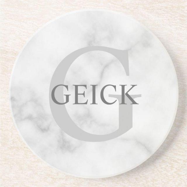 Classy White Marble Personalized Monogram and Name