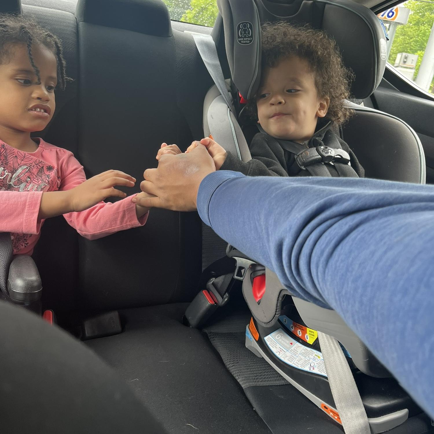 We both must hold daddy hand while he drives