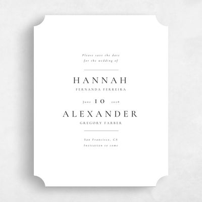 White Ticket Wedding Save the Date - Sloan Portrait