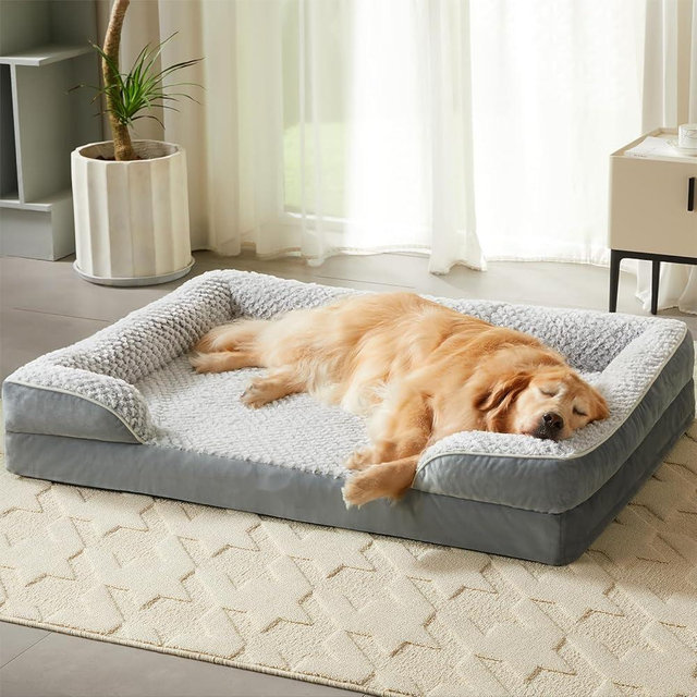 LEXTRO Orthopedic Large Dog Bed, Sofa Dog Bed Large Sized Dog with Egg Crate Foam, Large Dog Bed with Removable Washable Pillow Cover, Waterproof Dog Couch Bed with Anti-Slip Bottom, PET BED