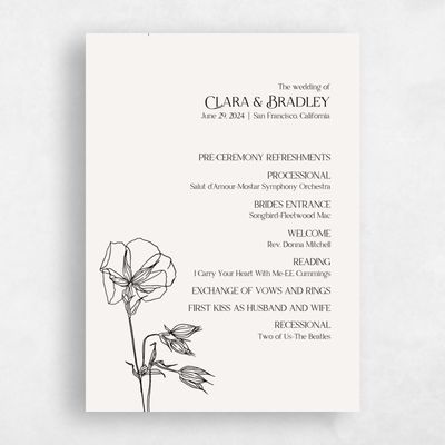 Beige Simple Wedding Program - Flora