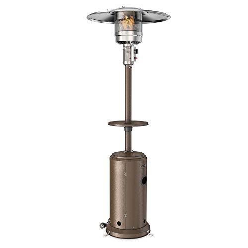 hOmeLabs Gas Patio Heater - 87 Inches Tall Premium Standing Outdoor Heater with Drink Shelf Tabletop - Auto Shut Off Portable Power Heater with Simple Ignition System, Wheels and Base Reservoir