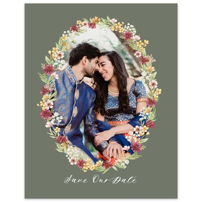 Dark Sage, Green Wedding Digital Save the Date - Monaco Portrait