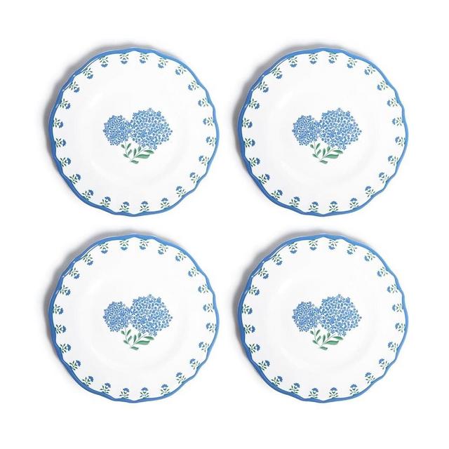 Two's Company Hydrangea Salad/Dessert Melamine Plate, Set of 4 - Melamine