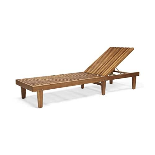 Christopher Knight Home 309072 Addisyn Outdoor Wooden Chaise Lounge, Teak Finish