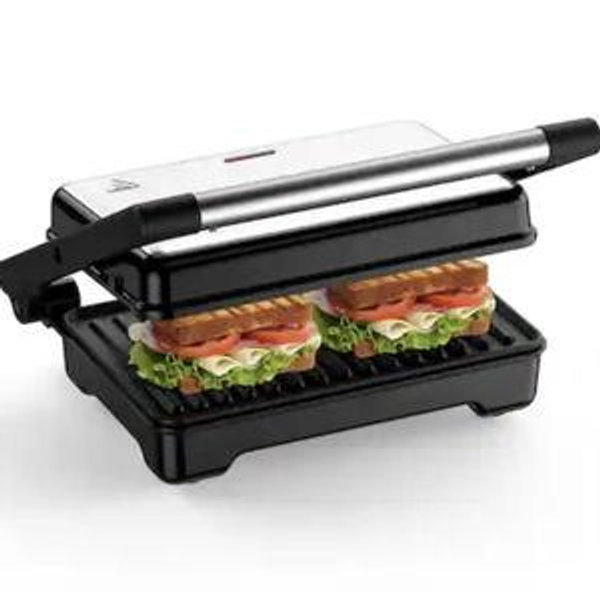 YASHE - 1200W Versatile Panini Grill Press,Non-stick Cast Plates Fits 2 Slices Sandwich, Opens 180°, Easy to clean - Black