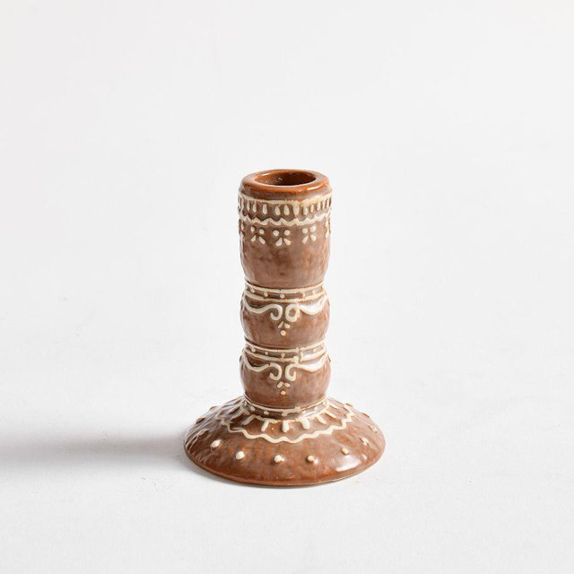 Classic Gingerbread Taper Candle Holder, Small