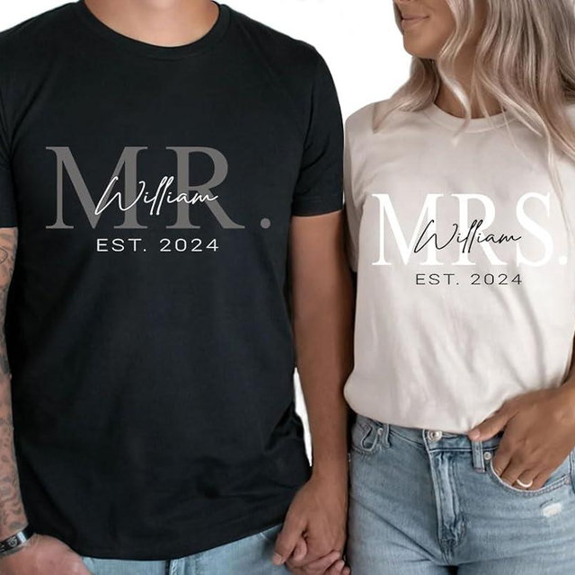 Personalized Mr Mrs Shirts,Mr and Mrs Shirts,Bride and Groom Shirts,Hubby and Wifey Shirts,Bride Shirts,Just Married Shirts