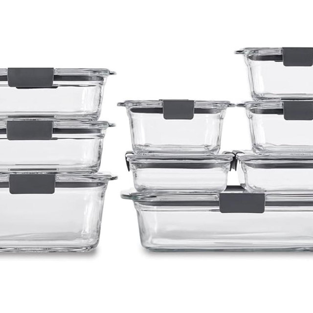 Rubbermaid Brilliance Glass Food Storage Containers, Assorted Sizes, Set of 9, BPA-Free, Leak-Proof, Clear